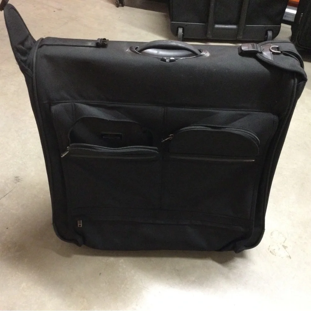 Men's Black Travel Garment Bag with Front Zip Pockets